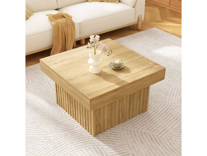 LPOSPI Table basse carrée moderne avec bois mdfpb et design robuste pour salon - 79x79x46 cm - naturel
