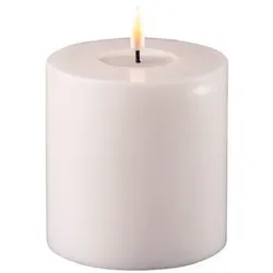 Deluxe Homeart LED Stumpenkerze Real Flame weiß, 10 cm, Ø 10 cm