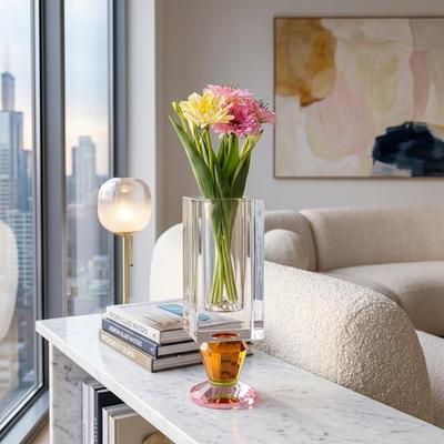 Vivience Crystal Vase with Pink and Smoke Color Base (2 Sizes)