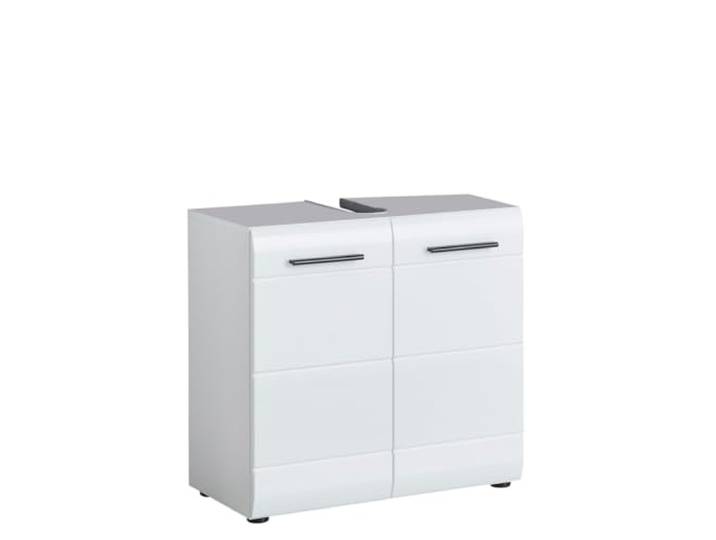 trendteam smart living - Skin - Waschbeckenunterschrank - Weiß Hochglanz - Waschtisch mit 2 Türen und 1 Einlegeboden - (BxHxT) 60 x 56 x 31 cm - Kontrastreiche Griffe