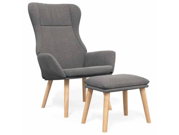 Makastle Relaxsessel mit Hocker Hellgrau Stoff