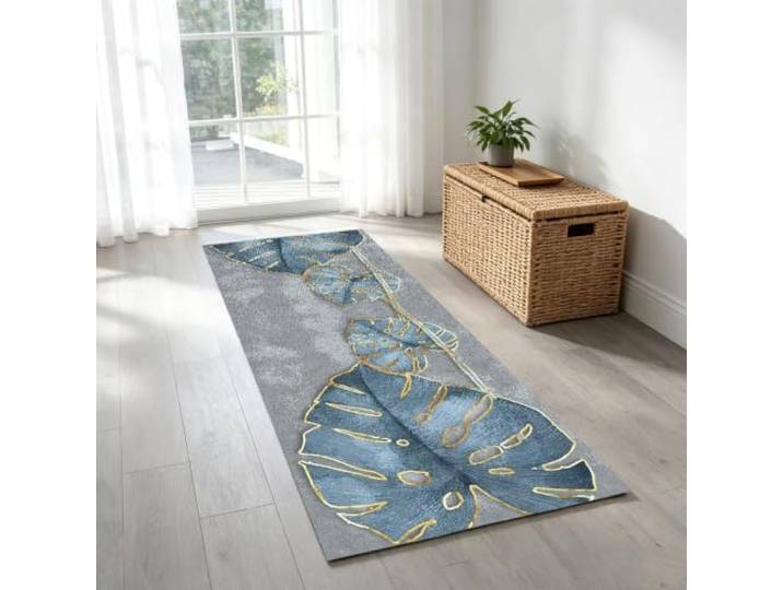 Moderne Flur Laufer Teppich rutschfeste waschbare Lounge Teppich Laufer Graublaue Bodenmatte für den Innenbereich, Flur, Nachttisch, Küche, Wohnzimmer, Eingangsbereich(100×600cm)