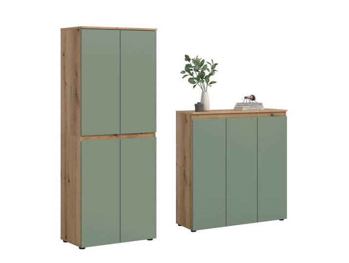 Garderobenschrank Scarpa Graugrün/Eiche