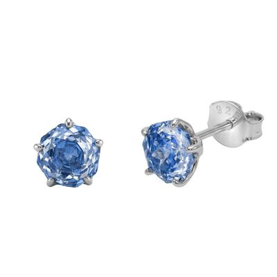 Paar Ohrstecker AMOR "Schmuck, Geschenk, Solitär-Optik", blau (silberfarben, blau, blau), Ohrringe, Damen, 7mm, Silber 925 (Sterlingsilber), mit Zirkonia (synth.)