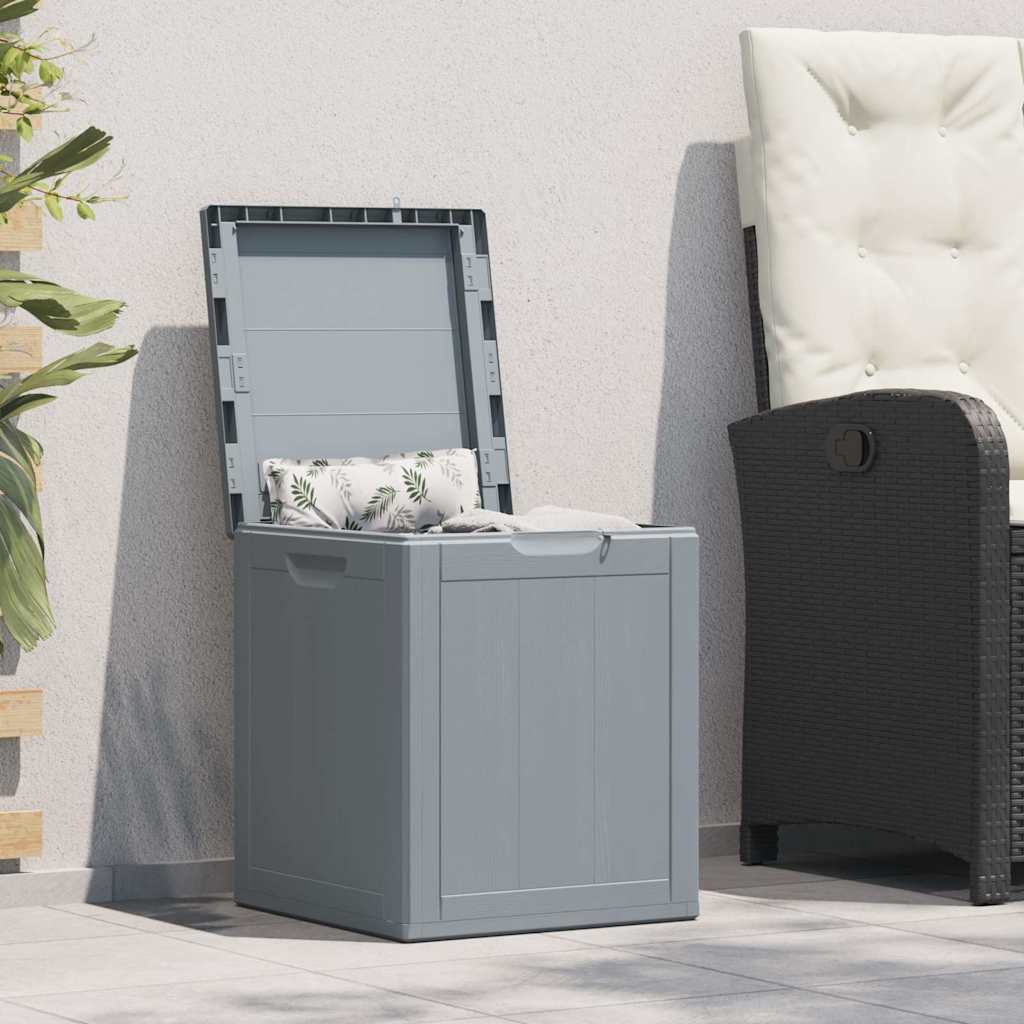 vidaXL Caja de almacenaje para jardín 90L PP aspecto madera gris Gris