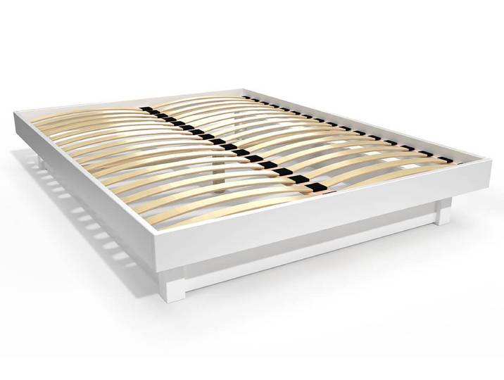Lit plateforme 140x200 en bois massif 140x200 Blanc
