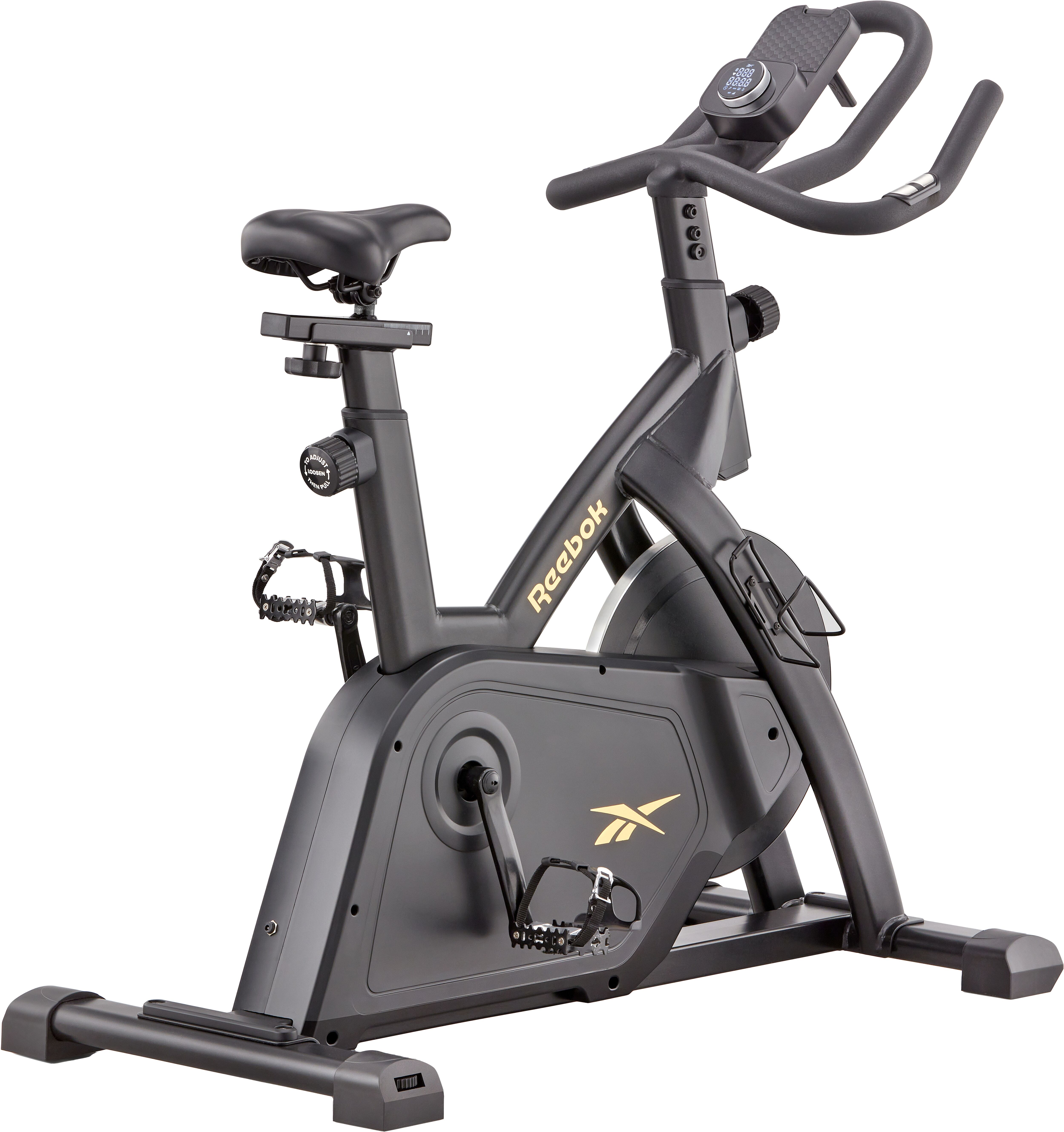 Speedbike REEBOK "FR30 Speedbike", schwarz, HeimtrainerB:58cm H:118cm L:113cm, 135 kg max. Benutzergewicht, Fahrrad, 32 Widerstandsstufen, B:58cm H:118cm L:113cm