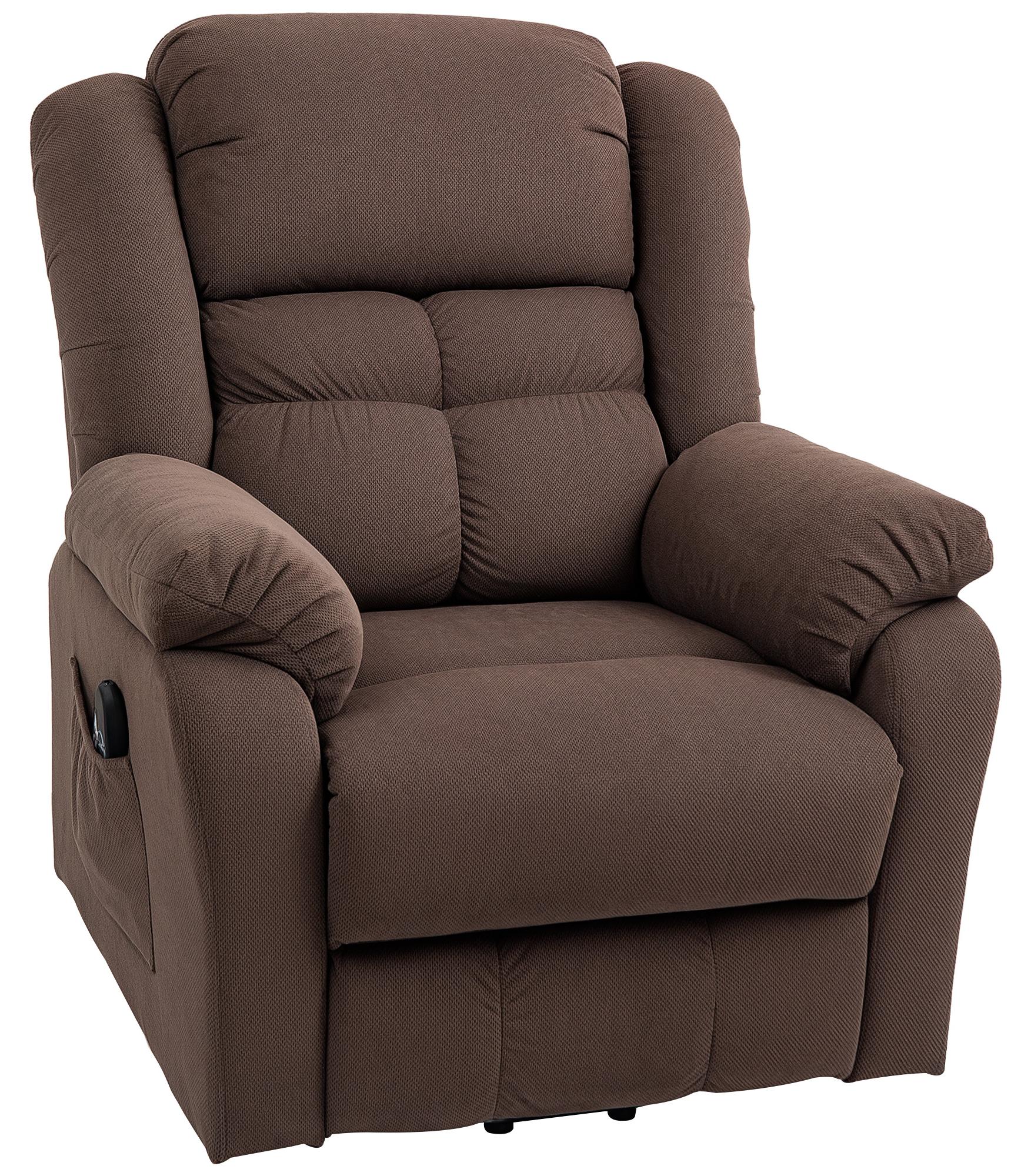 Aufstehsessel mit Massagefunktion und Lendenheizung, Recliner-Sessel mit Fernbedienungen und Seitentaschen, Dunkelbraun
