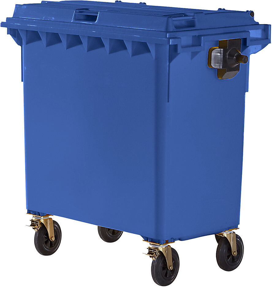 kaiserkraft Müllcontainer aus Kunststoff, DIN EN 840, Volumen 770 l, BxHxT 1360 x 1330 x 770 mm, blau, ab 5 Stk