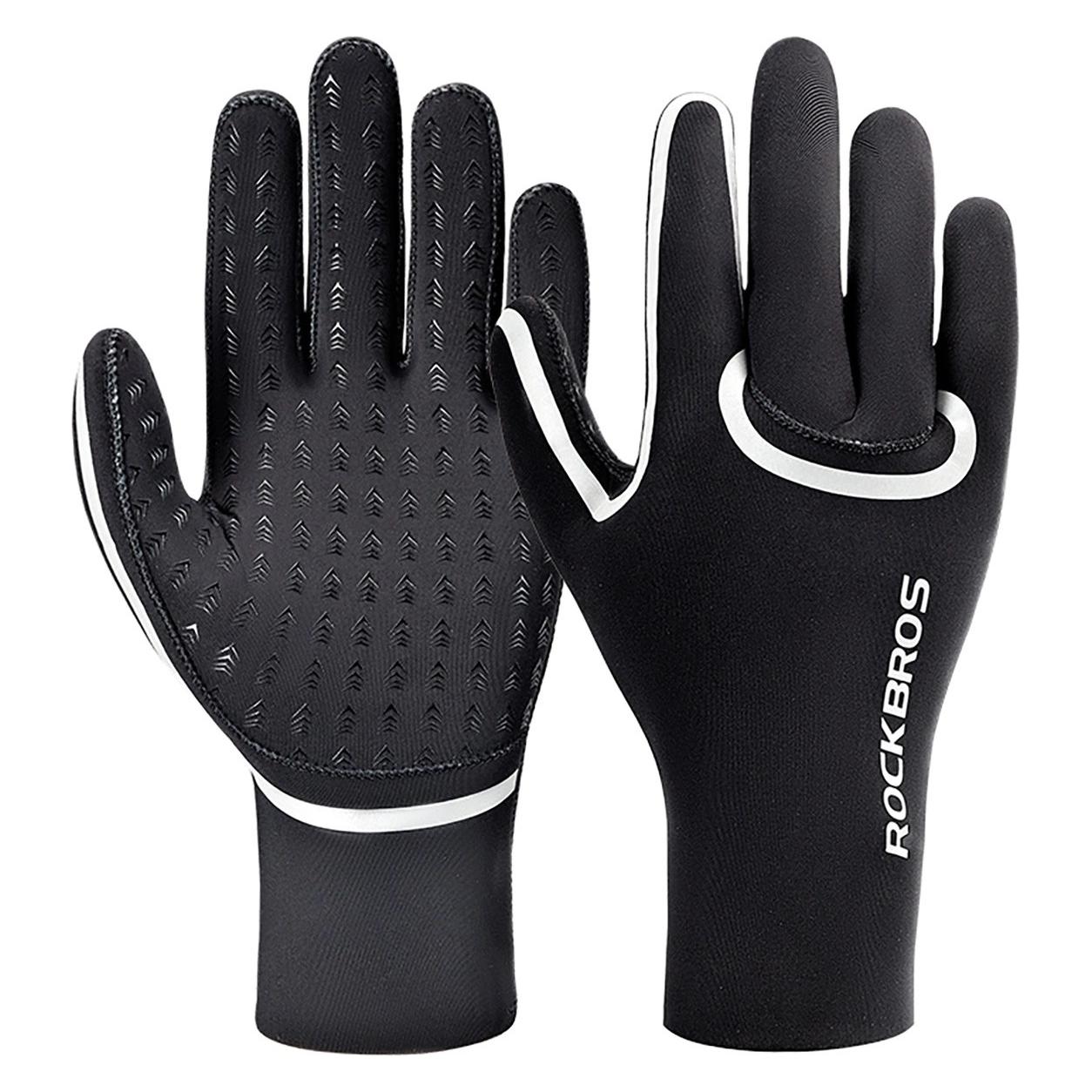 Rockbros Full Waterproof Cycling Gloves, Size: L/XL - Black (L) (8386824304763)