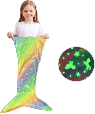Inspire Curations Glow In The Dark Mermaid Tail Blanket For Kids design