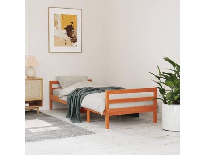 YNGBHFNOP Massives Kiefernholz Stabil Robust 90x190cm Braun Massivholzbett ohne Matratze Wachsbraun 90x190 cm Kiefernholz Stabil Bettgestell mit Kopfteil Lattenrost