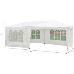 Hardin 1fachgut Pavillon mit 5 Seitenwänden, aus behandeltem Stahl und Polyethylen ca. 600 x 300 x 250 cm – Weiß