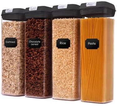 Cheer Collection Set of 4 Uniform Size Airtight Food Storage Containers