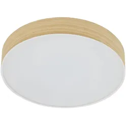 KHG LED-Deckenleuchte Holzoptik/weiß   , holzfarben , Maße (cm): H: 6,5  Ø: 35