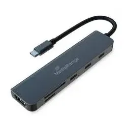 MediaRange USB Type-C 6 in 1 Multiport Adapter, silber