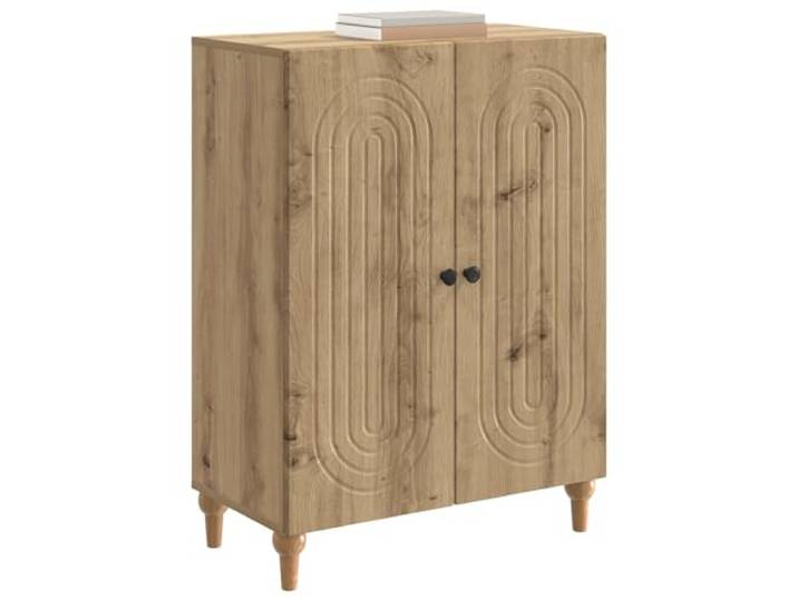 KTHLBRH Sideboard Eiche Handwerk 66 x 34,5 x 90 cm Technisches Holz, 2 Einlegeböden, 2 Türen, Griff aus Metall, moderne Streifen