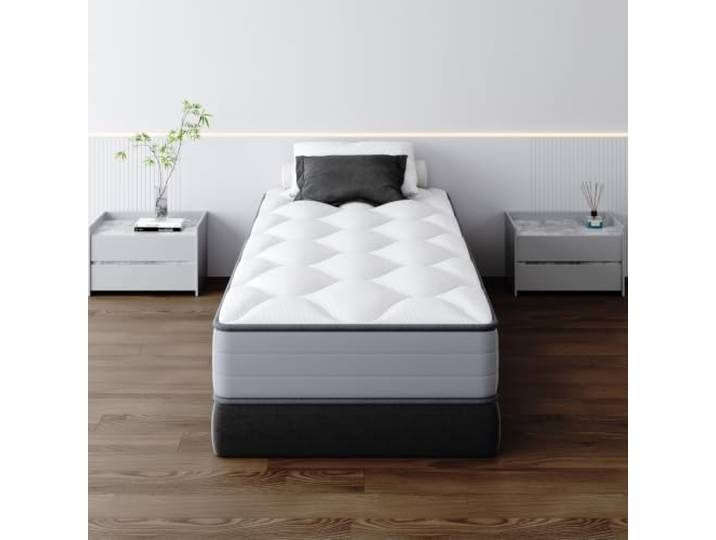 TEENO Matratze, 90 x 190 cm, Taschenfedern, Memory-Schaum-Matratze Federkernmatratze, ergonomisch, atmungsaktiv, hypoallergen, ultraflauschiger Komfort, hohe Rückprallunterstützung