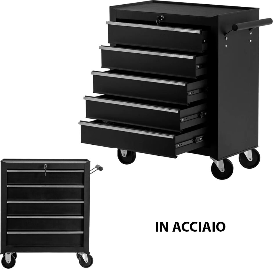 MUDI Carrello Parrucchiere in Acciaio con Cassetti e Baule Estraibile per Barber Shop TRAX di