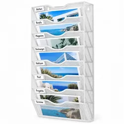 Relaxdays Zeitschriftenhalter Metall Wandmontage Weiß