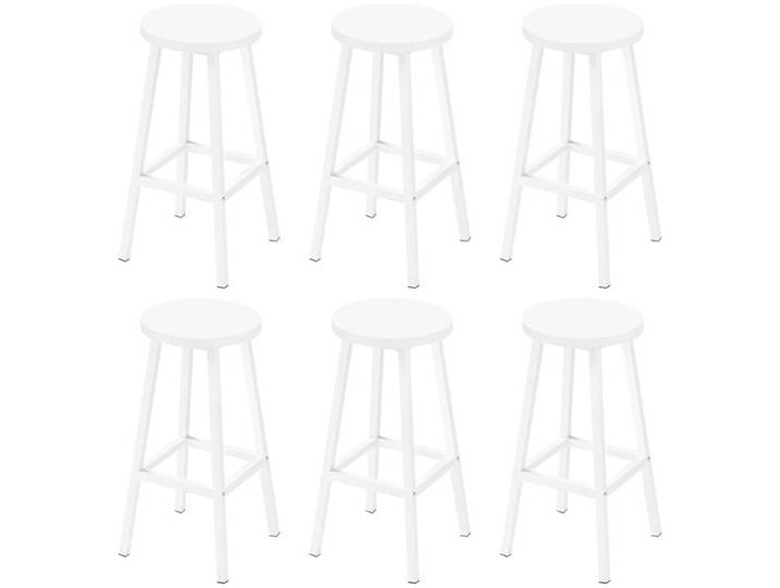 Klihome Tabouret de Bar - Lot de 6 - Tabouret Rond - Style Industriel - Blanc W0ATT0683-6