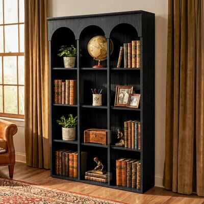 YUZHOU 70.9-Inch Arched Bookcase, 5-Tier Freestanding Display Shelf