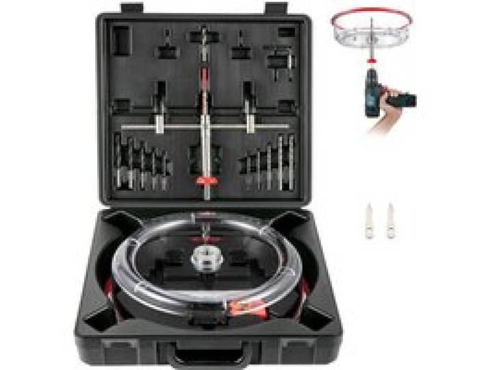 VEVOR Einstellbares Lochsägen-Set, 1-5/8 Zoll bis 11-13/16 Zoll (40-300mm), Einbau-Lochsäge mit PC-Staubschutz, Zwei austauschbare Zentrierbohrer, für Einbauleuchten, Deckenlautsprecher, V. Entlöcher
