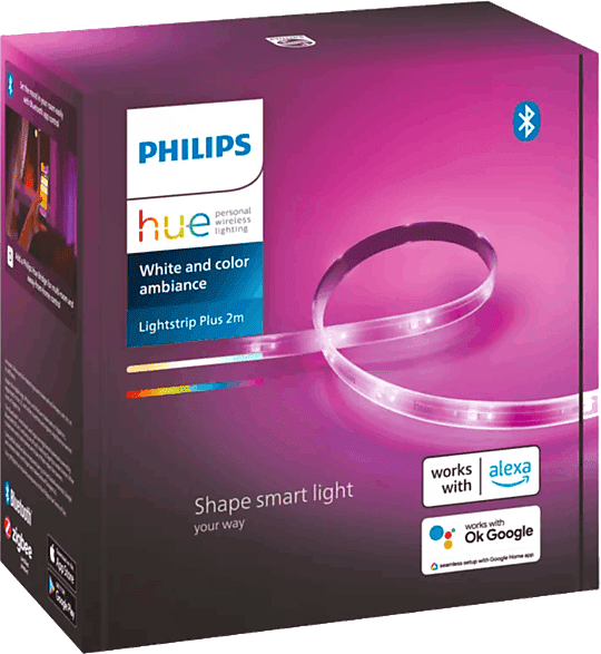 REACONDICIONADO Seminuevo Muy bueno Luces LED - Philips Hue Lightstrip Plus set básico V4, 2m, Bluetooth, 20 W, Multi color