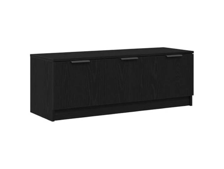 LKJephalotrope TV-Schrank Schwarz Eichen-Optik Lowboard 102x35x36,5 cm Kompakte Phonomöbel mit 3 Türen für Wohnzimmer und Schlafzimmer zur geordneten Aufbewahrung von Unterhaltungselektronik.