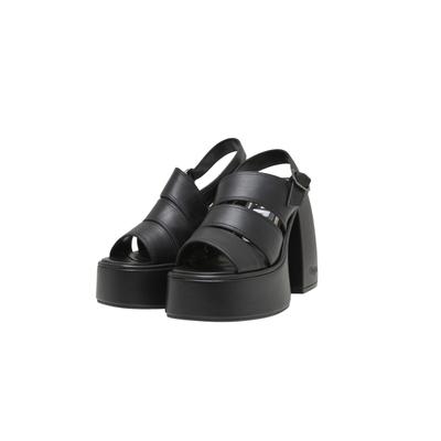 High-Heel-Pantolette BUFFALO "Buffalo HEART MULTI STRAP", Damen, Gr. 39, schwarz, Polyurethan, unifarben, Schuhe