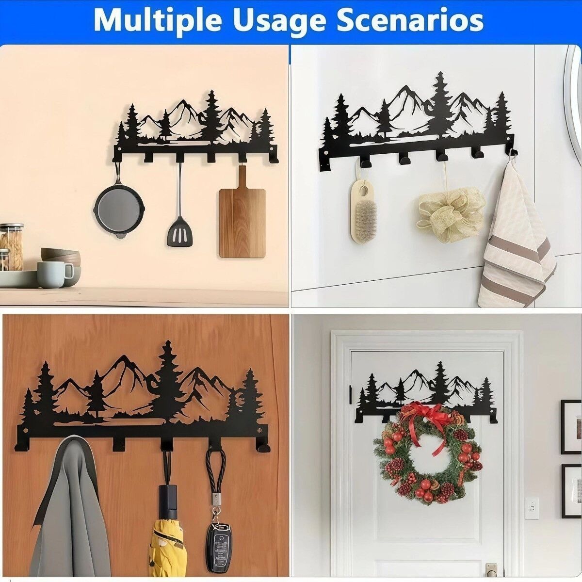 INF Songfeng Porte-clés mural 27cm - Rangement en fer en forme de lettre, Noir