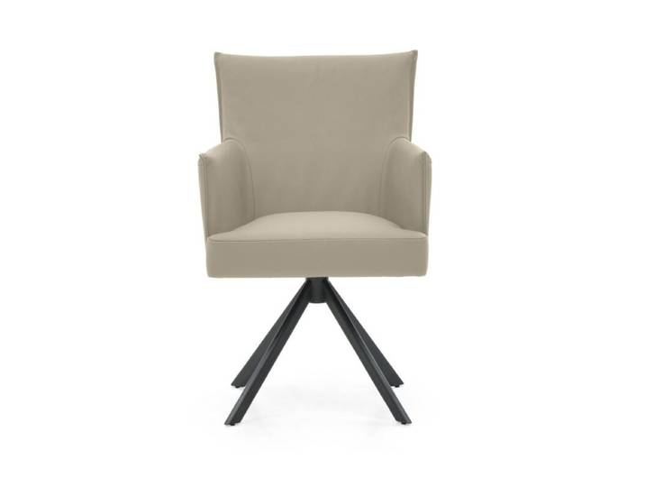 Musterring Nilan Armlehnstuhl in Leder – optional mit Drehfunktion - Leder Tendens latte - Stativgestell Metall anthrazit pulverbeschichtet - ohne Funktion Drehfunktion Modern