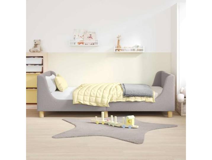 Holzwerkstoff Schafstoff Bettgestell mit Kopfteil minimalistisch niedriges Kinderbettgestell mit Kopfteil Hellgrau 90x190 cm Schafstoff Bettrahmen mit Stauraum Niedriges Design Holzwerkstoff