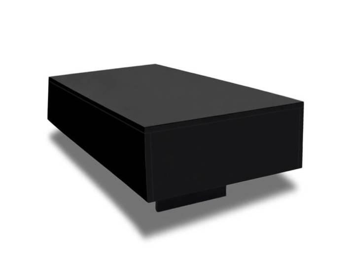 Table basse rectangulaire - Noir - Haute brillance - MDF - 85x55x31cm