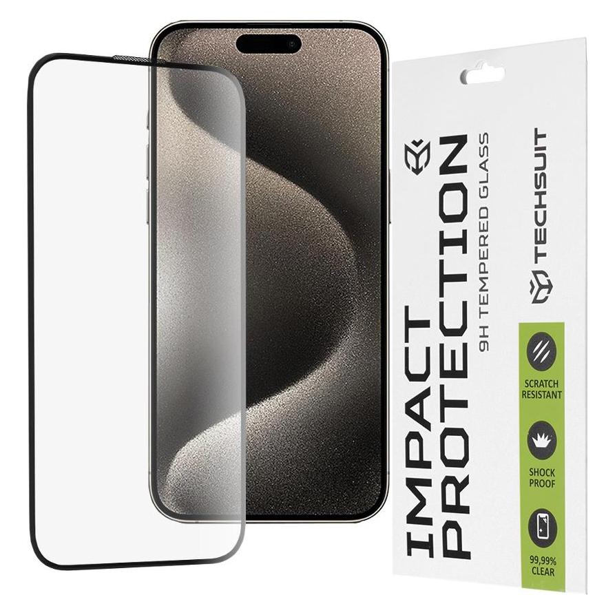 Techsuit - 111D Full Cover / Full Glue Glass - iPhone 15 Pro Max - Black (Apple iPhone 15 Pro Max) (56342739)