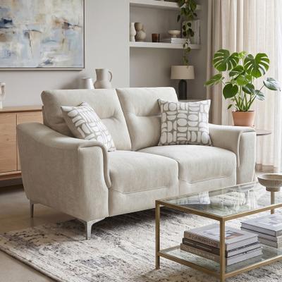 Furniture of America Luvia Modern Light Taupe Brown Herringbone Fabric Pattern Loveseat with Accent Pillows