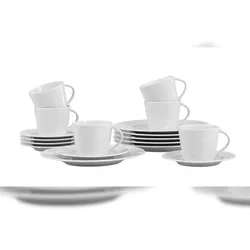 Esmeyer 18-teiliges Sparset / Kaffeeset ISTA von Caterado, aus weißem Porzellan. Enthält je 6 Obertassen, Untertassen und Dessertteller.