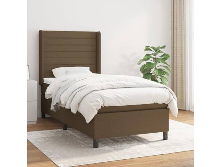 Strapazierfähiger Stoff Boxspringbett mit höhenverstellbarem Kopfteil und Boxspringbett mit Matratze Dunkelbraun 80x200 cm Stoff mit verstellbarem Kopfteil und Taschenfederkern