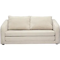 Zweisitzer-Schlafsofa in beige Velours-Effekt-Textil MAHAUT