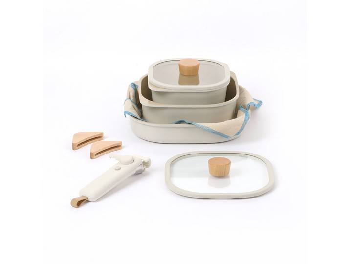 NEOFLAM® Topf-Set FIKA Objet Comfort Topf & Pfannenset, 7tlg., weiß, (7-tlg)