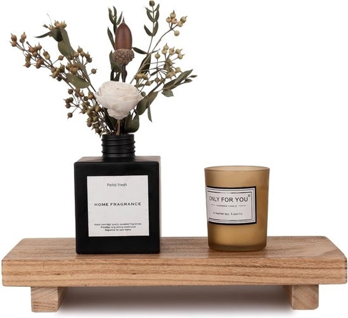 Decoratief Houten Voetstuk voor Badkamer en Keuken - Klein Dienblad Standaard voor Zeep en Decoratie