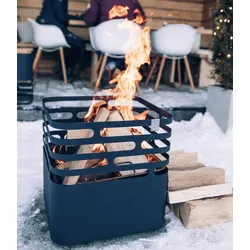 Feuerkorb und Hocker CUBE in schwarz