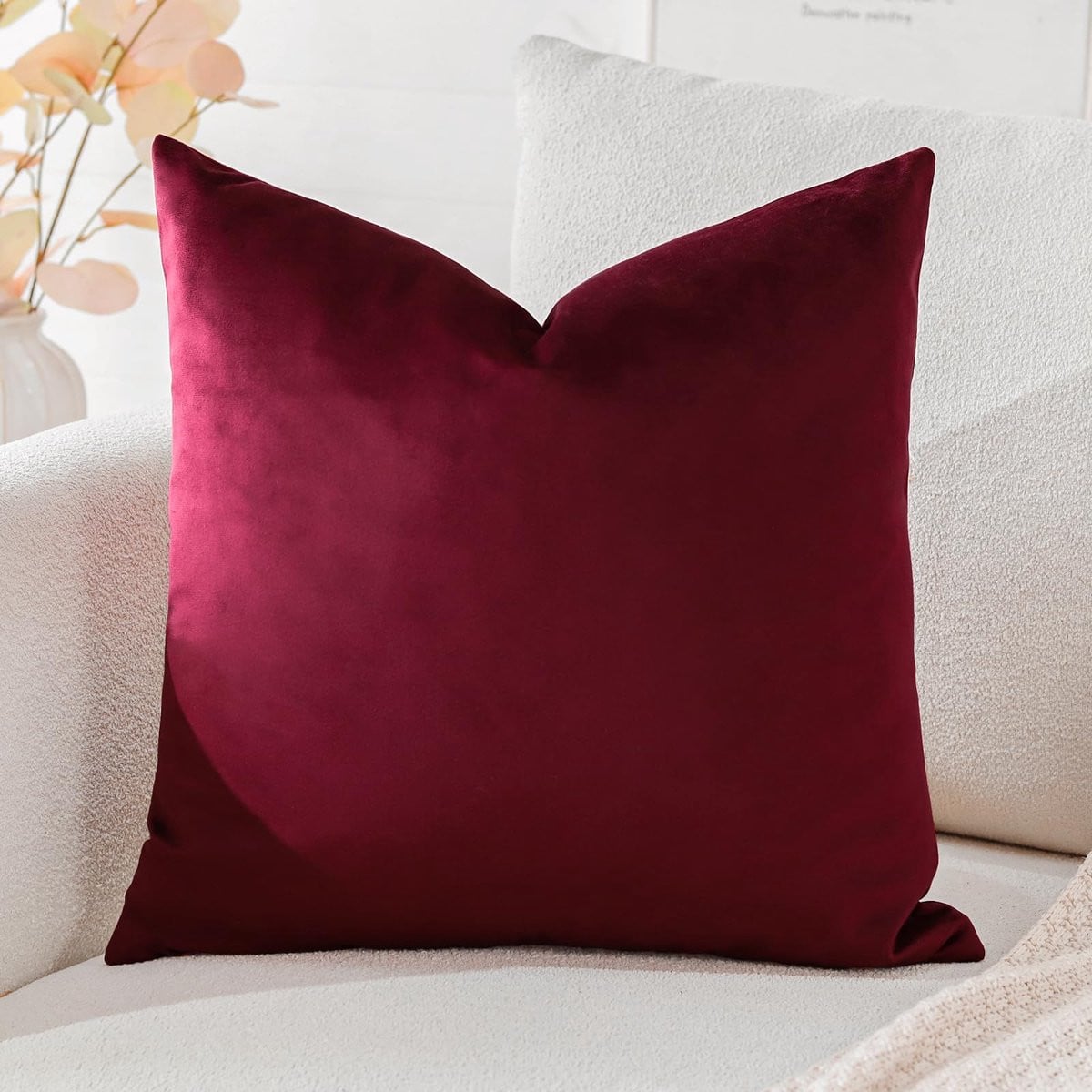 Ibenzoa Decoratieve fluwelen kussensloop wijnrood 40 x 40 cm