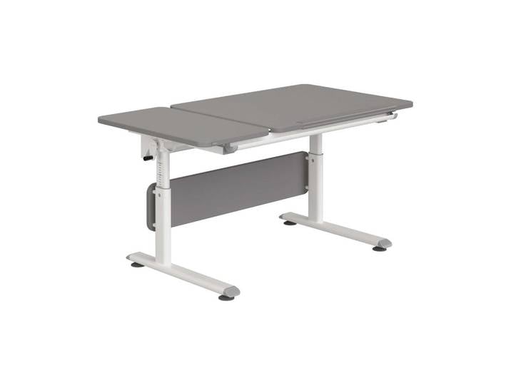 Paidi Jugendschreibtisch, Grau, Weiß, Schiefer, rechteckig, Kufe, 70x53-79x130 cm, Blauer Engel, höhenverstellbar, Kabeldurchlass, Arbeitszimmer, Schreibtische, Jugendschreibtisch & Kinderschreibtisch