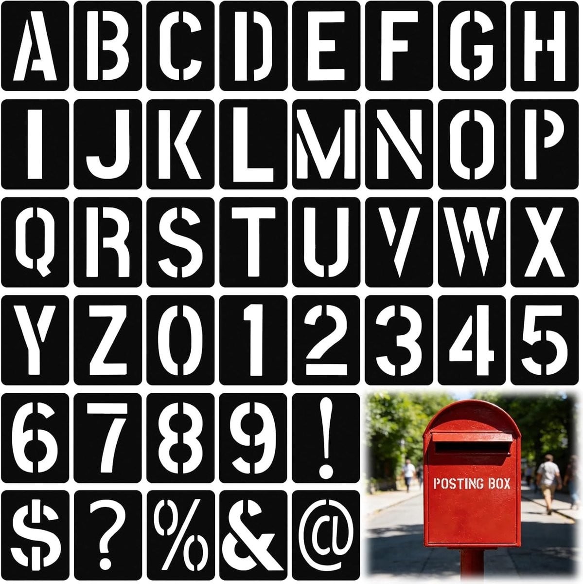 42 stuks Herbruikbare Letter- en Cijfer Sjablonen Set voor Creatieve DIY Projecten, 10.5 cm