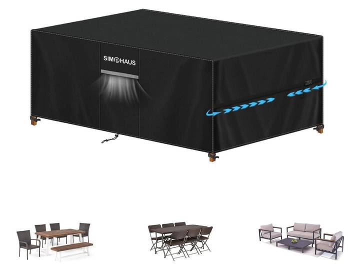 Abdeckplane Gartenmöbel 420D Oxford Wasserdicht UV-Schutz 180x90x75cm Schwarz