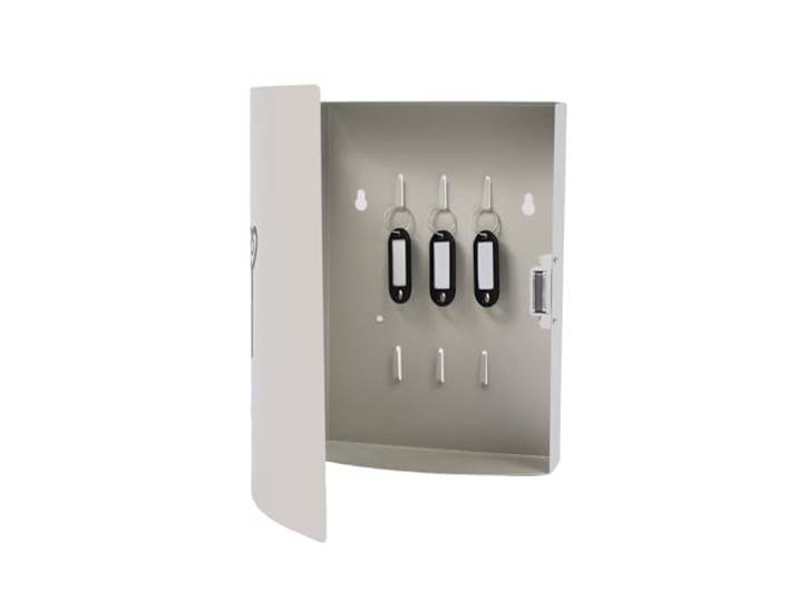 Relaxdays Boîte à clés\, avec Porte\, 9 clés\, Symbole de clé\, H x L x P : 24 x 21 x 6\,5 cm\, Fermeture magnétique\, Blanche