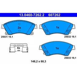 Bremsbelagsatz Scheibenbremse ATE 13.0460-7262.2 für Opel Chevrolet Cruze Aveo