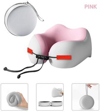 Healfit Counter Soft Travel Pillow Massage Neck Pillow, U Shaped Memory Foam Neck Pillow, Airplane Pillow Cervical Healthcare Bedding pink