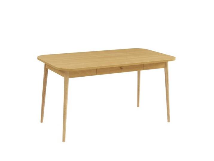 Table à manger MACARON effet chêne avec tiroir - Beige